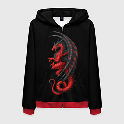 Толстовка 3D на молнии мужская Red Dragon, цвет: 3D-красный