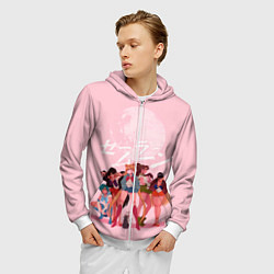 Толстовка 3D на молнии мужская PINK SAILOR MOON, цвет: 3D-белый — фото 2