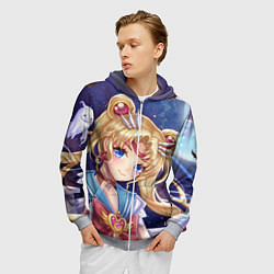 Толстовка 3D на молнии мужская SAILOR MOON, цвет: 3D-меланж — фото 2