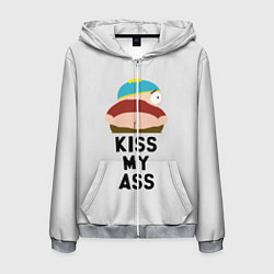 Толстовка 3D на молнии мужская Kiss My Ass, цвет: 3D-меланж