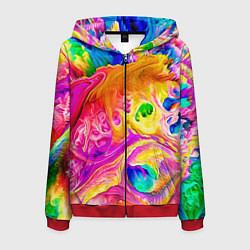 Толстовка 3D на молнии мужская TIE DYE, цвет: 3D-красный