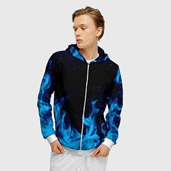Толстовка 3D на молнии мужская СИНИЙ ОГОНЬ, цвет: 3D-белый — фото 2