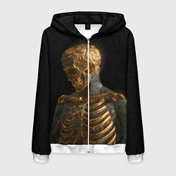 Толстовка 3D на молнии мужская Скелет В Золоте, цвет: 3D-белый