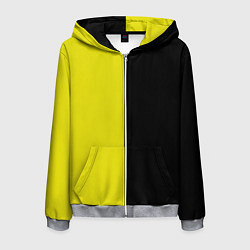 Толстовка 3D на молнии мужская BLACK YELLOW, цвет: 3D-меланж