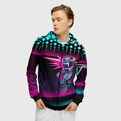 Толстовка 3D на молнии мужская НЕОНОВЫЙ ГОНЩИК, цвет: 3D-черный — фото 2