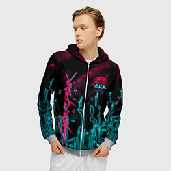 Толстовка 3D на молнии мужская CYBERPUNK, цвет: 3D-меланж — фото 2
