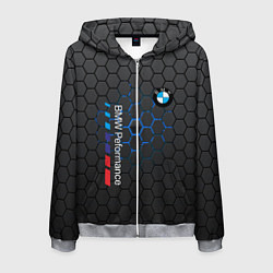 Толстовка 3D на молнии мужская BMW, цвет: 3D-меланж