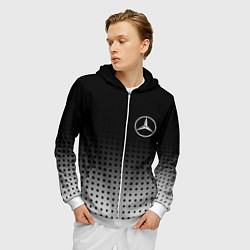 Толстовка 3D на молнии мужская Mercedes-Benz, цвет: 3D-белый — фото 2