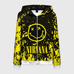 Толстовка 3D на молнии мужская NIRVANA, цвет: 3D-белый