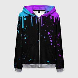 Толстовка 3D на молнии мужская НЕОНОВЫЕ ПОДТЕКИ, цвет: 3D-меланж