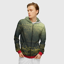 Толстовка 3D на молнии мужская Летний лес, цвет: 3D-красный — фото 2