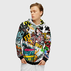 Толстовка 3D на молнии мужская Стикеры, цвет: 3D-черный — фото 2
