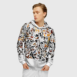 Толстовка 3D на молнии мужская Котики, цвет: 3D-белый — фото 2