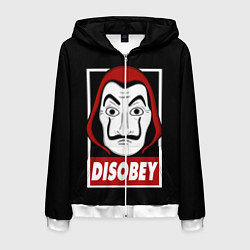 Толстовка 3D на молнии мужская Disobey, цвет: 3D-белый