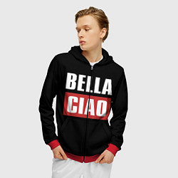 Толстовка 3D на молнии мужская Bella Ciao, цвет: 3D-красный — фото 2