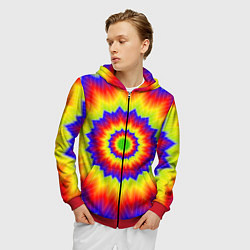 Толстовка 3D на молнии мужская Tie-Dye, цвет: 3D-красный — фото 2