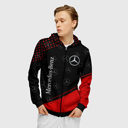 Толстовка 3D на молнии мужская MERCEDES МЕРСЕДЕС, цвет: 3D-черный — фото 2