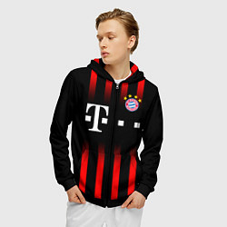 Толстовка 3D на молнии мужская FC Bayern Munchen, цвет: 3D-черный — фото 2
