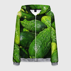 Толстовка 3D на молнии мужская Огурцы, цвет: 3D-меланж