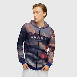 Толстовка 3D на молнии мужская Ghost of Tsushima, цвет: 3D-синий — фото 2