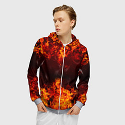Толстовка 3D на молнии мужская Огонь, цвет: 3D-меланж — фото 2