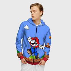 Толстовка 3D на молнии мужская Mario, цвет: 3D-красный — фото 2
