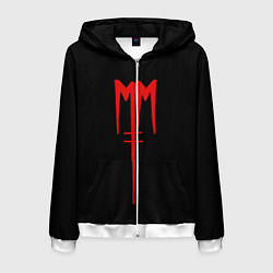 Толстовка 3D на молнии мужская Marilyn Manson, цвет: 3D-белый
