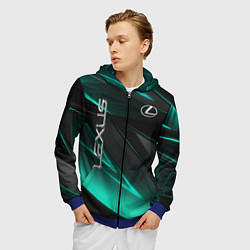 Толстовка 3D на молнии мужская Lexus, цвет: 3D-синий — фото 2