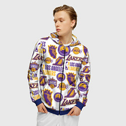 Толстовка 3D на молнии мужская LAKERS LOGO, цвет: 3D-синий — фото 2