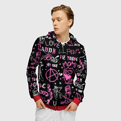 Толстовка 3D на молнии мужская LIL PEEP, цвет: 3D-красный — фото 2