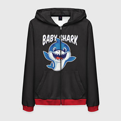 Толстовка 3D на молнии мужская Baby shark, цвет: 3D-красный