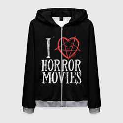 Толстовка 3D на молнии мужская I Love Horror Movies, цвет: 3D-меланж