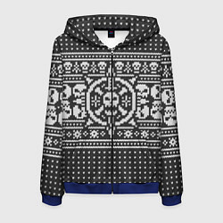 Толстовка 3D на молнии мужская Свитер с черепами, цвет: 3D-синий