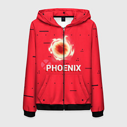 Толстовка 3D на молнии мужская Phoenix, цвет: 3D-черный