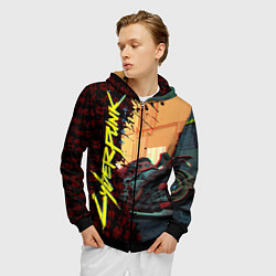 Толстовка 3D на молнии мужская Киберпанк, цвет: 3D-черный — фото 2