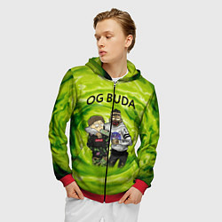 Толстовка 3D на молнии мужская Репер - OG Buda, цвет: 3D-красный — фото 2