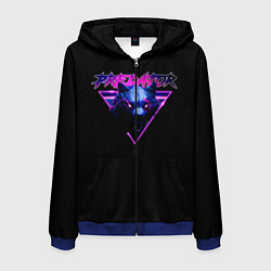 Толстовка 3D на молнии мужская Хищник неон, цвет: 3D-синий