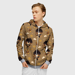 Толстовка 3D на молнии мужская Чиби Чжун Ли, цвет: 3D-меланж — фото 2