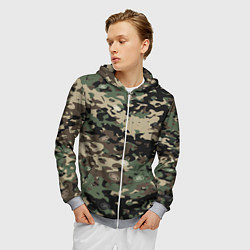 Толстовка 3D на молнии мужская Камуфляж Land Rover, цвет: 3D-меланж — фото 2