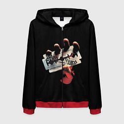 Толстовка 3D на молнии мужская Judas Priest, цвет: 3D-красный