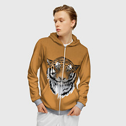 Толстовка 3D на молнии мужская Тигр, цвет: 3D-меланж — фото 2