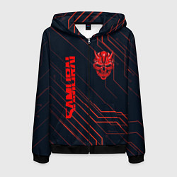 Толстовка 3D на молнии мужская CYBERPUNK 2077 samurai, цвет: 3D-черный