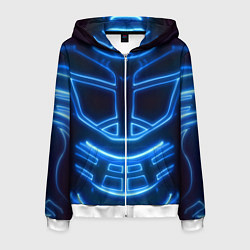 Толстовка 3D на молнии мужская Неоновая броня Neon Armor, цвет: 3D-белый