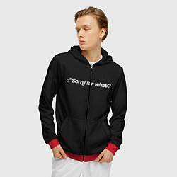 Толстовка 3D на молнии мужская Sorry for what?, цвет: 3D-красный — фото 2