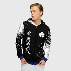 Толстовка 3D на молнии мужская Черный клевер, цвет: 3D-синий — фото 2
