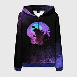 Толстовка 3D на молнии мужская GODZILLA ГОДЗИЛЛА, цвет: 3D-синий