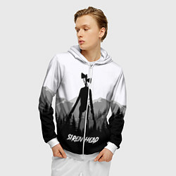 Толстовка 3D на молнии мужская SIREN HEAD DARK FOREST, цвет: 3D-белый — фото 2