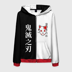Толстовка 3D на молнии мужская МАСКА ТАНДЖИРО TANJIRO MASK, цвет: 3D-красный