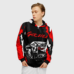 Толстовка 3D на молнии мужская NISSAN GT-R GODZILLA, цвет: 3D-черный — фото 2
