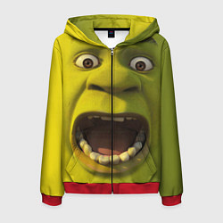 Толстовка 3D на молнии мужская Shrek is Yelling, цвет: 3D-красный